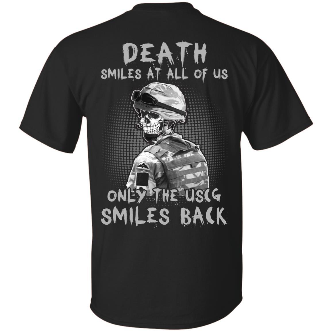 Death Smiles At All Of Us - Only The US Coast Guard Smiles Back Men T Shirt On Back-TShirt-USCG-Veterans Nation