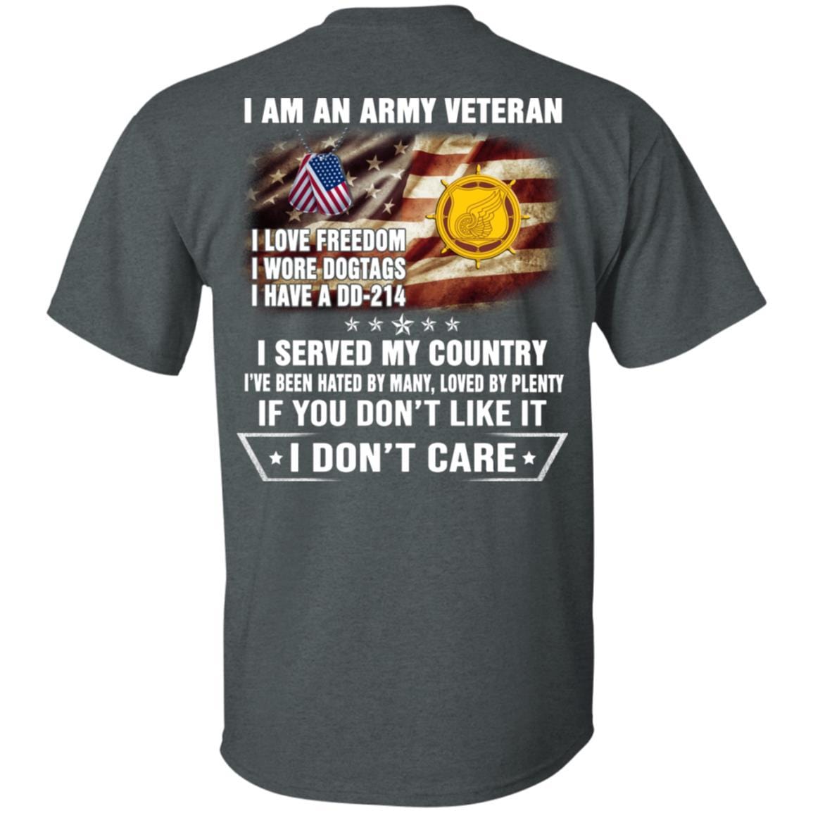 T-Shirt "I Am An Army Transportation Corps Veteran" On Back-TShirt-Army-Veterans Nation