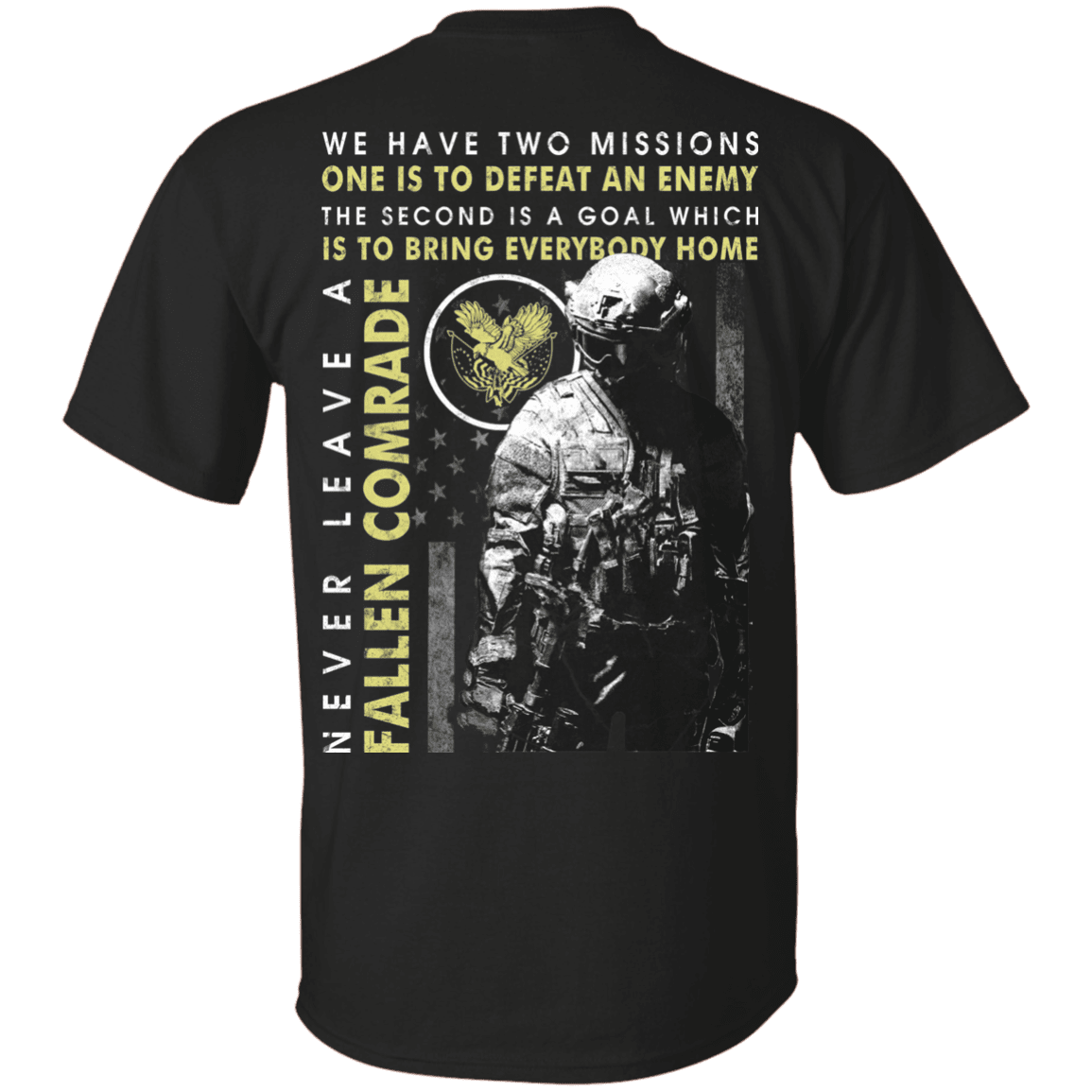 Military T-Shirt "Never Leave A Fallen Comrade Veteran" Men Back-TShirt-General-Veterans Nation