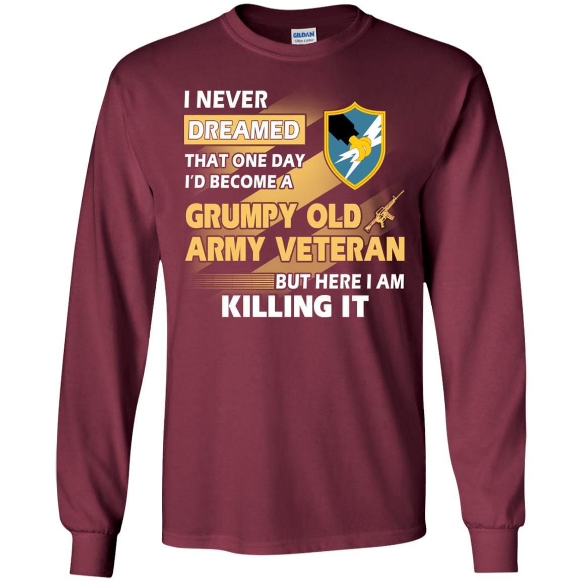 US Army T-Shirt "Security Agency Grumpy Old Veteran" On Front-TShirt-Army-Veterans Nation