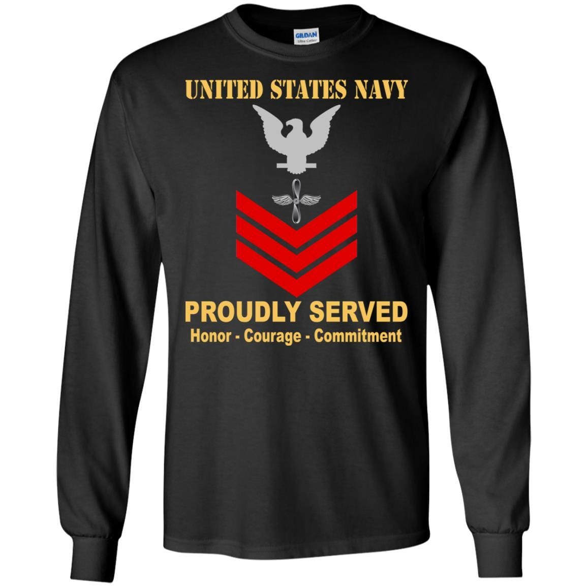 U.S Navy Aviation machinist's mate Navy AD E-6 Rating Badges Proudly Served T-Shirt For Men On Front-TShirt-Navy-Veterans Nation