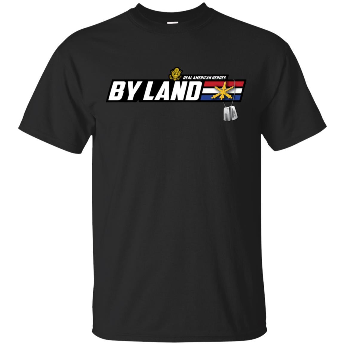 US Army T-Shirt "Air Defense Artillery Real American Heroes By Land" On Front-TShirt-Army-Veterans Nation