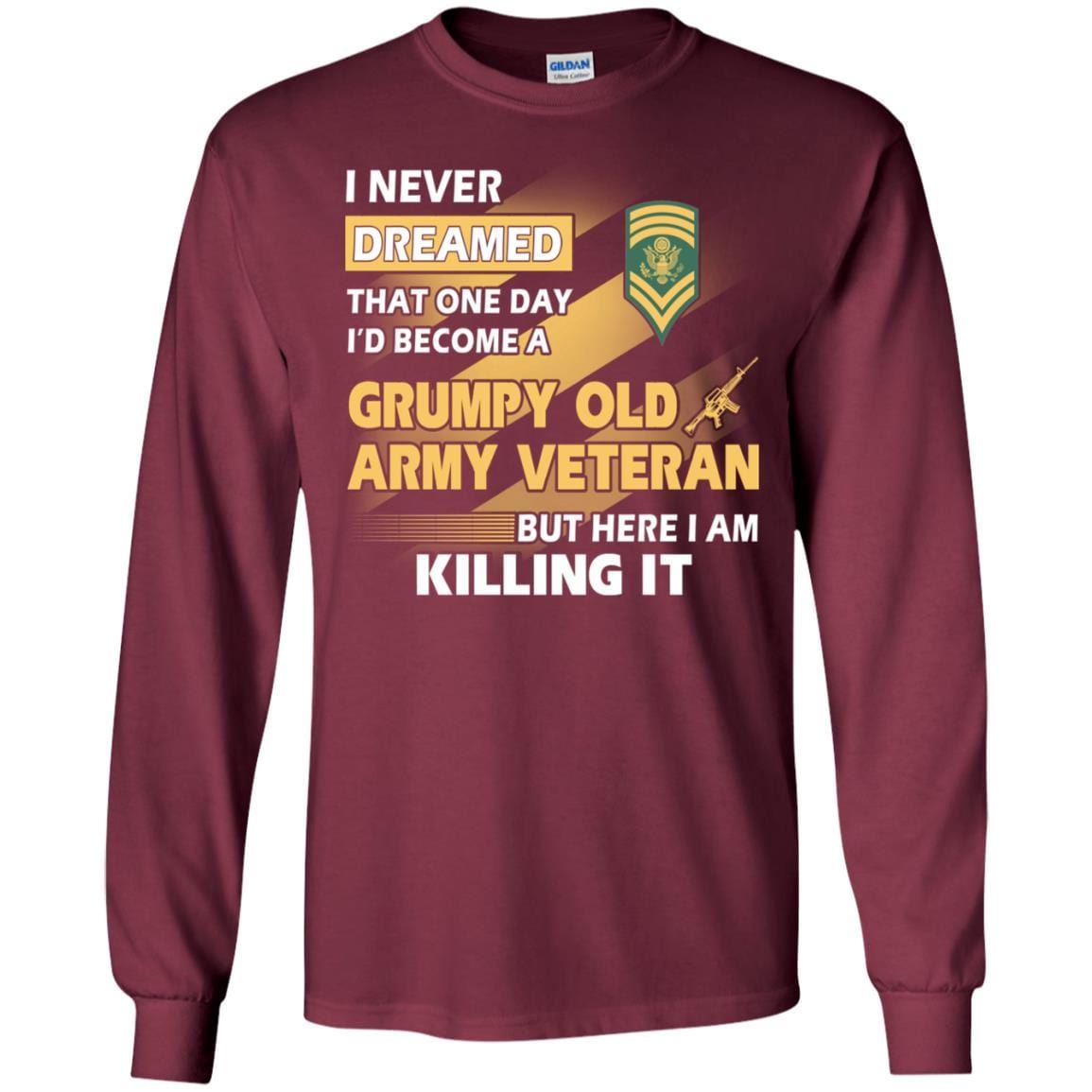 US Army T-Shirt "Grumpy Old Veteran" E-9 SPC(SP9) On Front-TShirt-Army-Veterans Nation