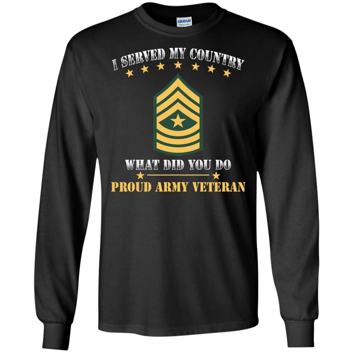 US Army E-9 Sergeant Major E9 SGM Noncommissioned Officer Ranks Men Front T Shirt - Proud US Army Veteran-TShirt-Army-Veterans Nation