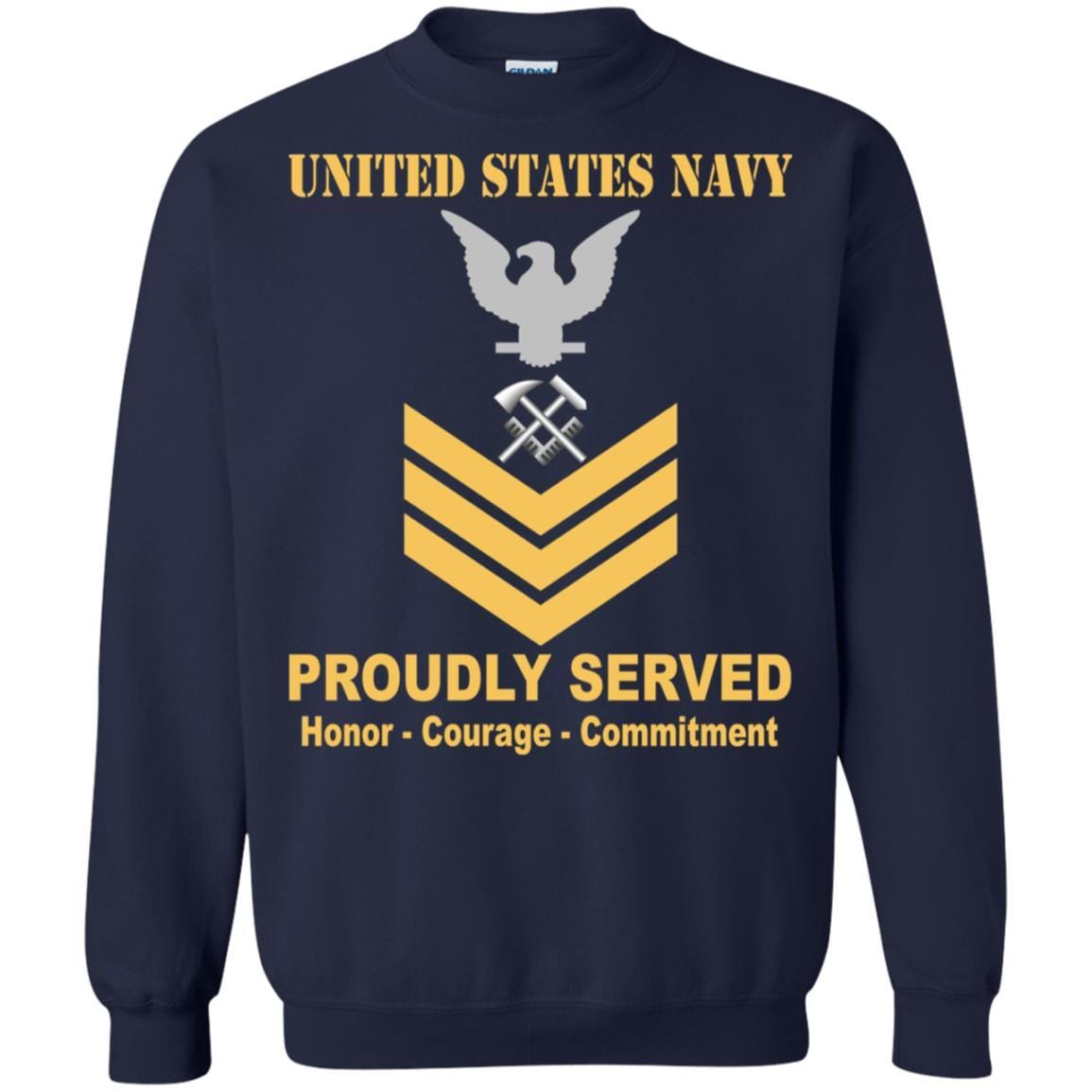 Navy Hull Maintenance Technician Navy HT E-6 Rating Badges Proudly Served T-Shirt For Men On Front-TShirt-Navy-Veterans Nation