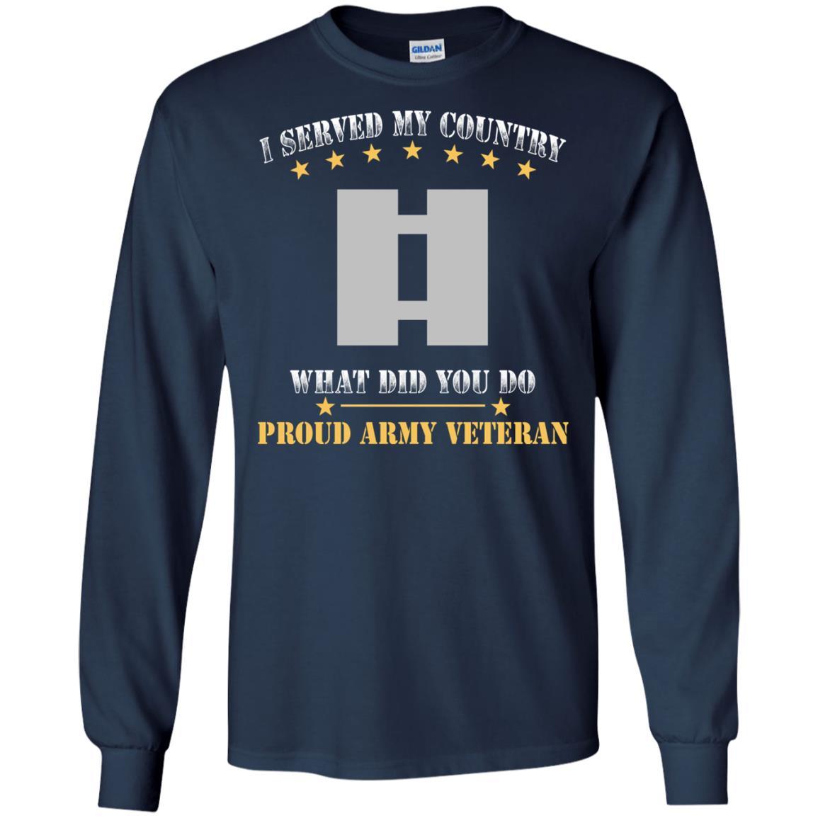 US Army O-3 Captain O3 CPT Commissioned Officer Ranks Men Front T Shirt - Proud US Army Veteran-TShirt-Army-Veterans Nation