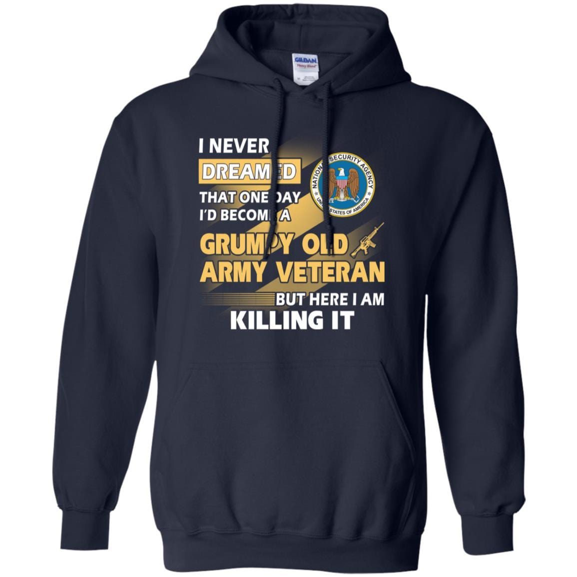 Military T-Shirt "U.S National Security Agency Grumpy Old Veteran On" Front-TShirt-General-Veterans Nation