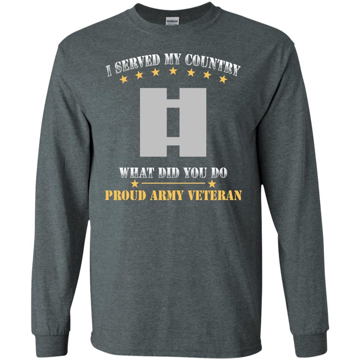 US Army O-3 Captain O3 CPT Commissioned Officer Ranks Men Front T Shirt - Proud US Army Veteran-TShirt-Army-Veterans Nation