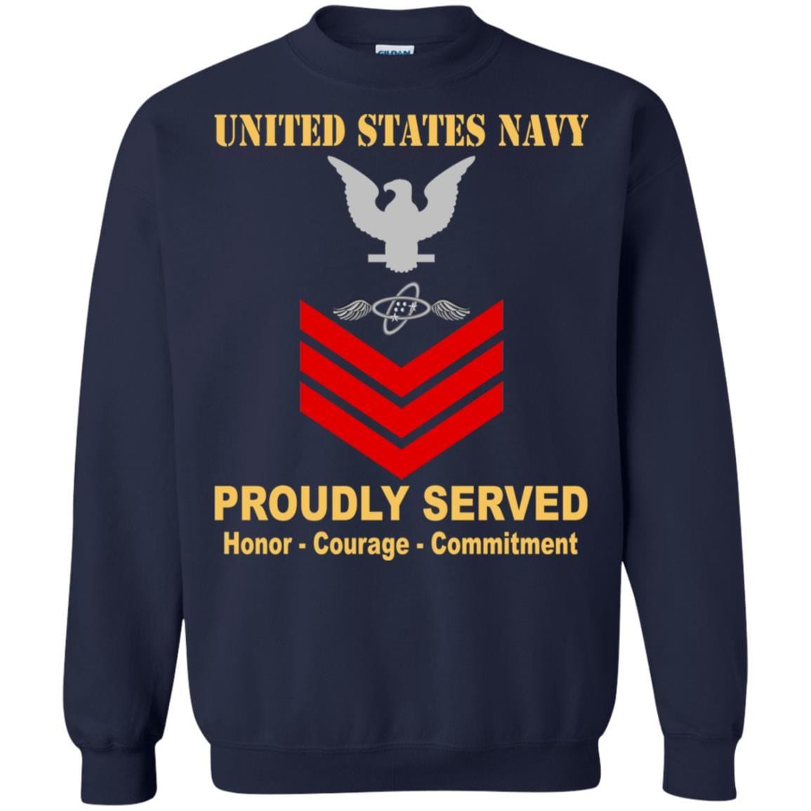Navy Aviation Electronics Technician Navy AT E-6 Rating Badges Proudly Served T-Shirt For Men On Front-TShirt-Navy-Veterans Nation