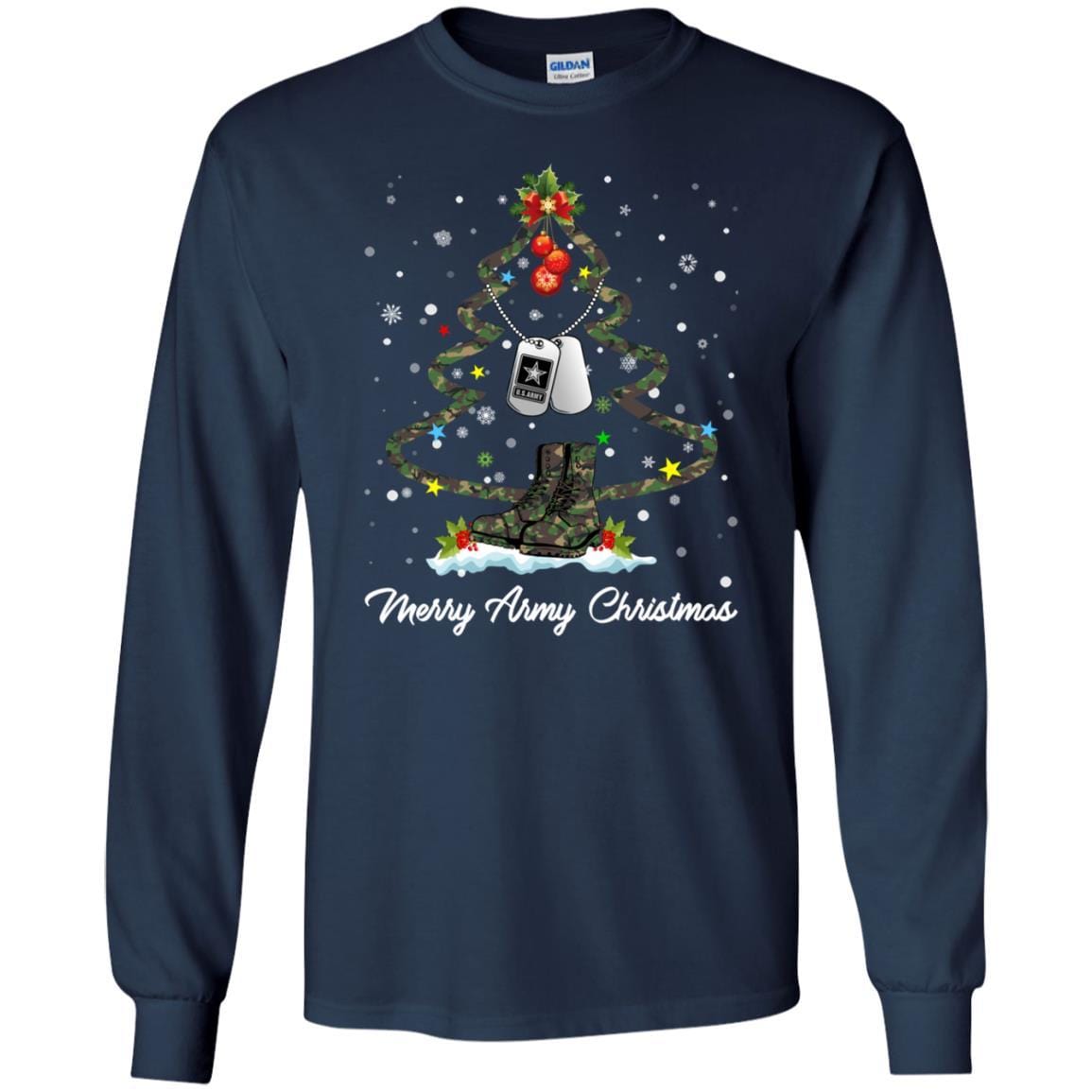 Merry Army Christmas T-Shirt For Men On Front-TShirt-Army-Veterans Nation