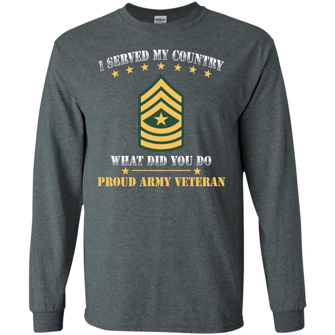 US Army E-9 Sergeant Major E9 SGM Noncommissioned Officer Ranks Men Front T Shirt - Proud US Army Veteran-TShirt-Army-Veterans Nation