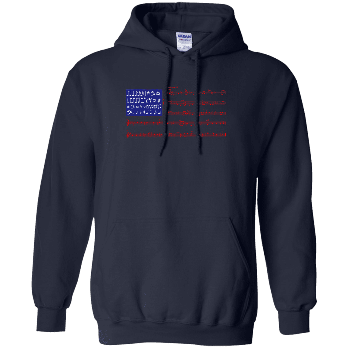 Military T-Shirt "4th Of July Gift Independence Music Note America Flag T-Shirt Men" Front-TShirt-General-Veterans Nation