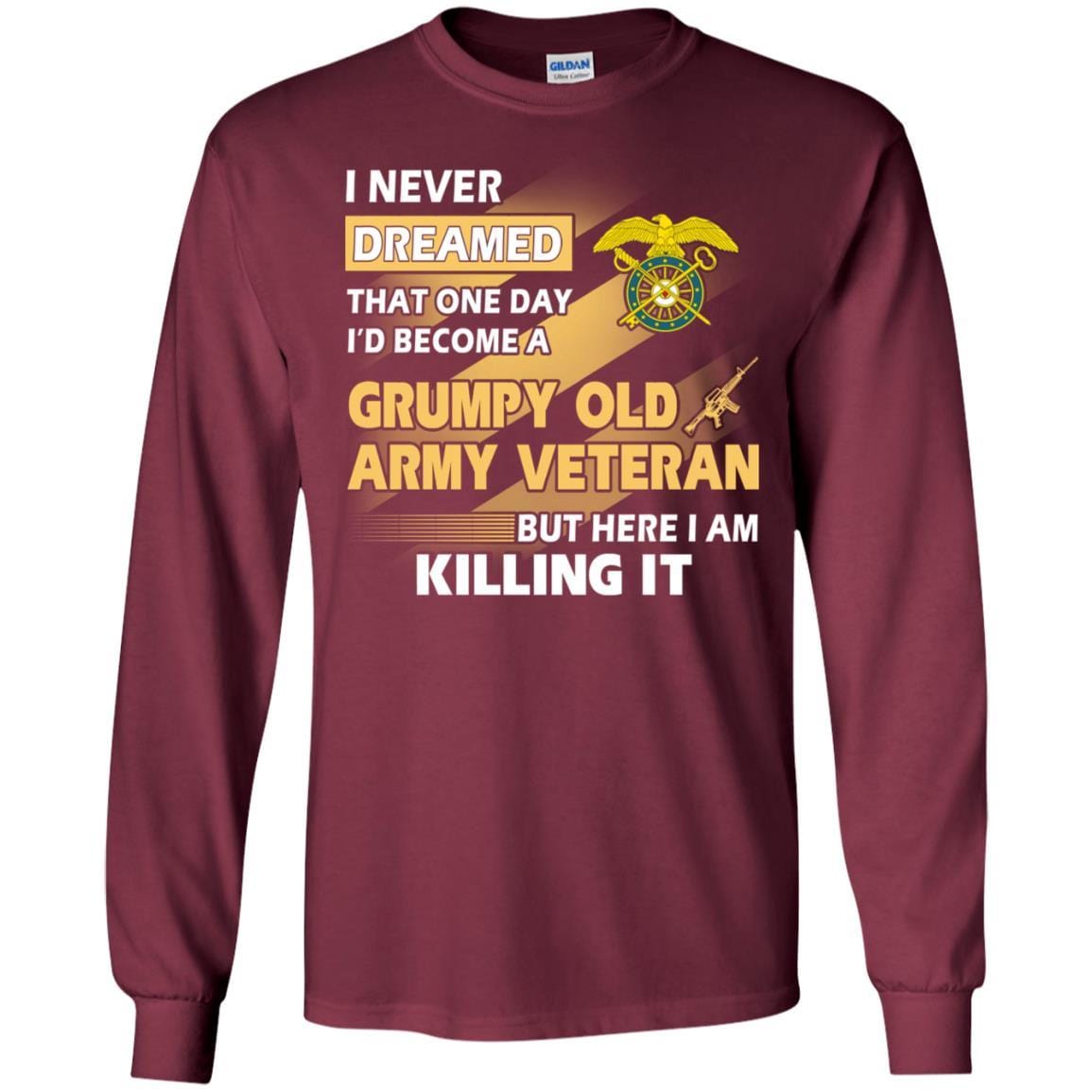 US Army T-Shirt "Quartermaster Corps Grumpy Old Veteran" On Front-TShirt-Army-Veterans Nation