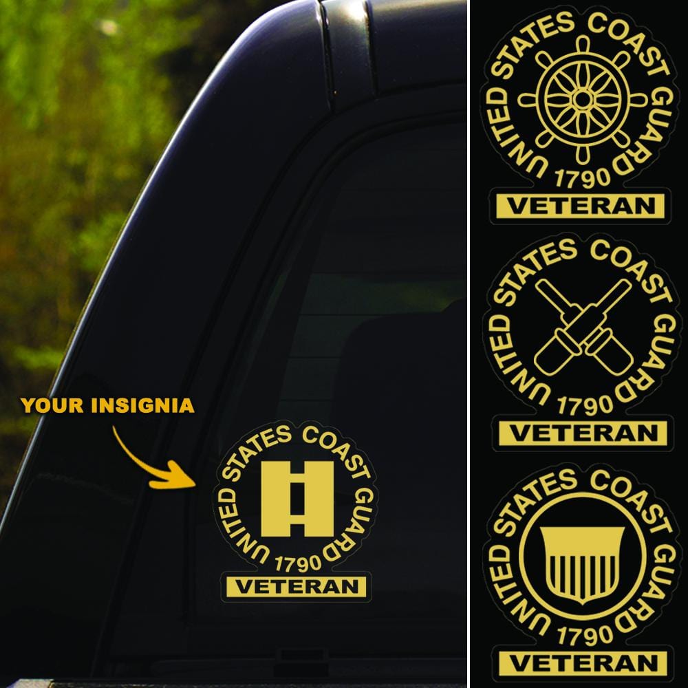 US Coast Guard Insignia Veteran Clear Stickers-Decal-USCG-Veterans Nation