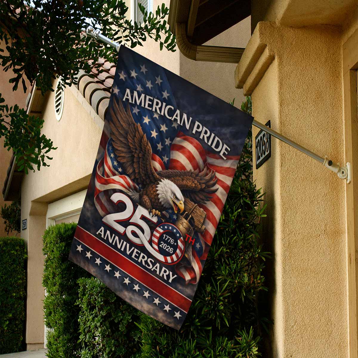 American Pride 250th Anniversary House Flag Patriotic Eagle USA 1776-2026 Independence Banner