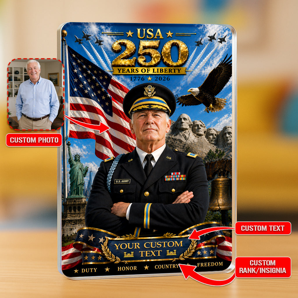 USA 250 Years Of Liberty Custom US Army Service Uniform Figure Acrylic Block