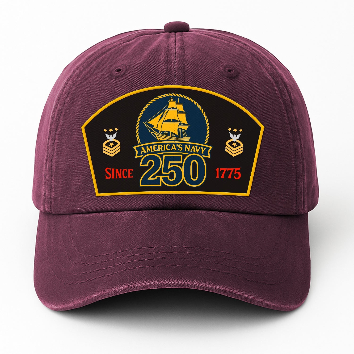 Custom Ranks US Navy Premium Washed Denim Cap DC015