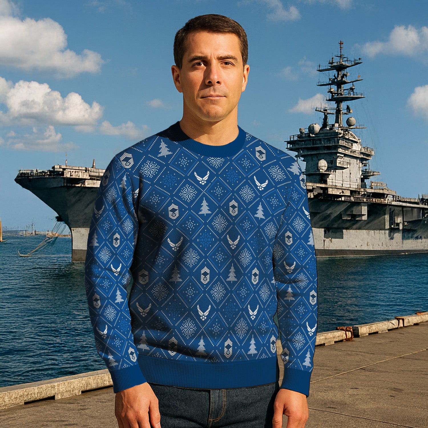 Custom Ranks US Air Force Ugly Christmas Sweater for Women Men TUST03