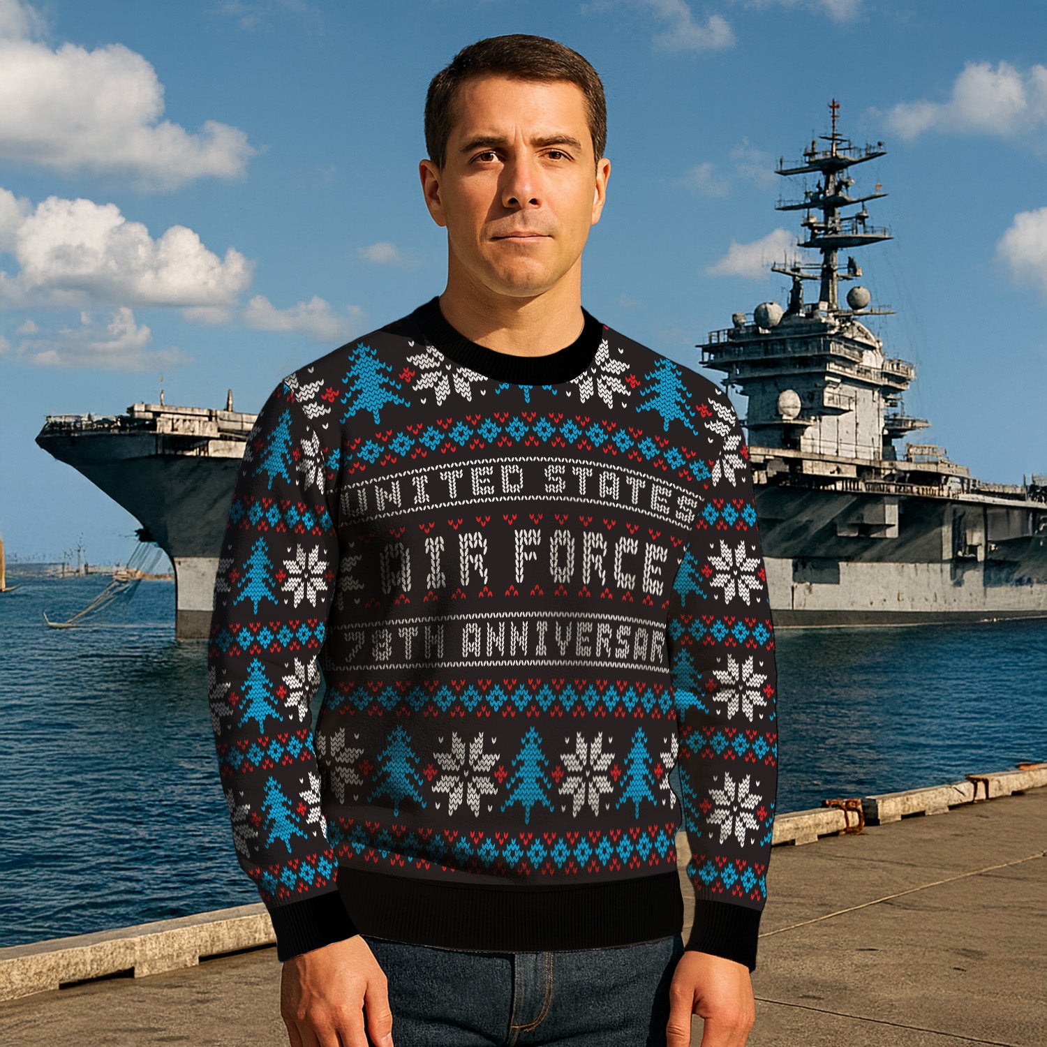 US Air Force 78th Anniversary Ugly Christmas Sweater for Women Men