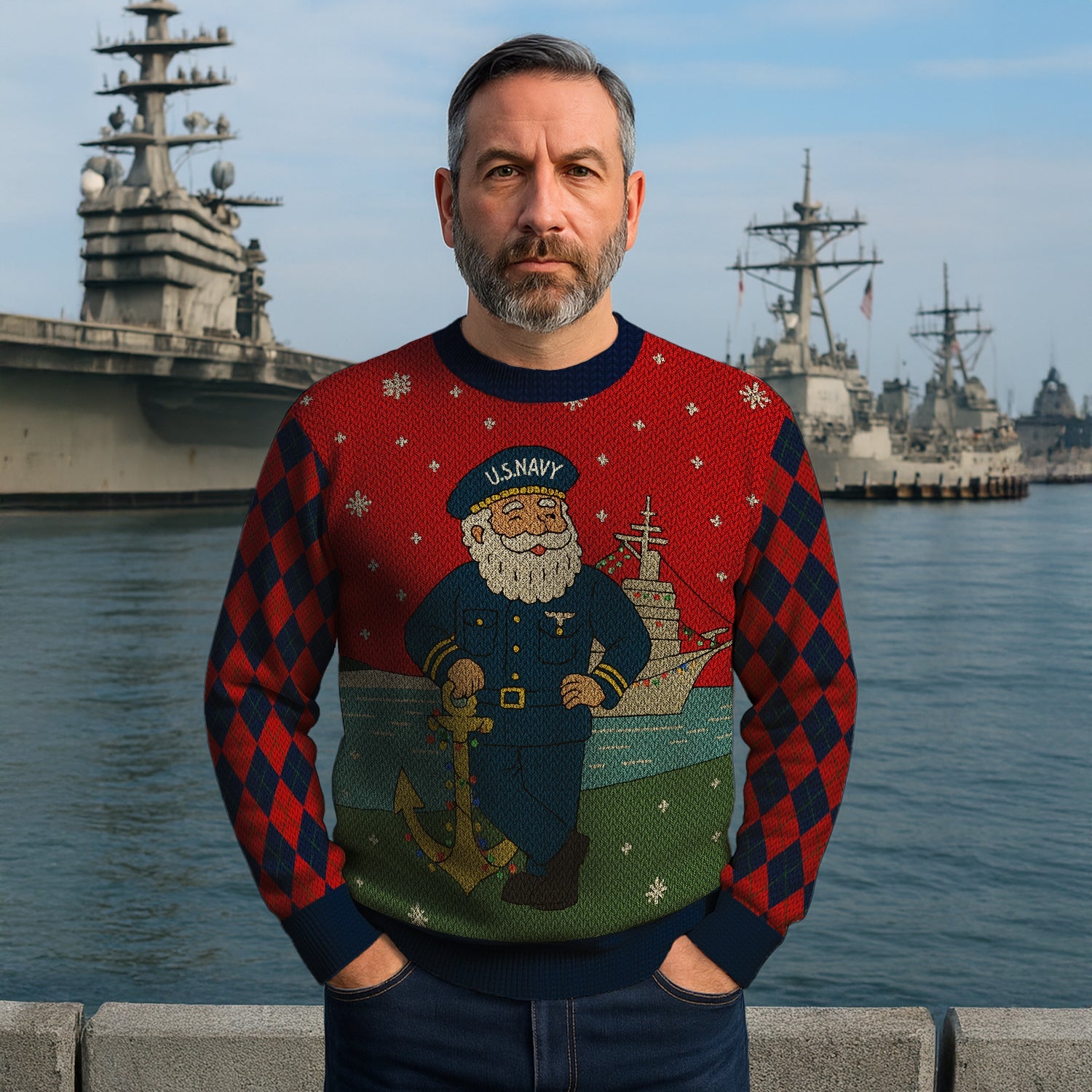 US Navy 250 Years Strong Christmas Ugly Sweater