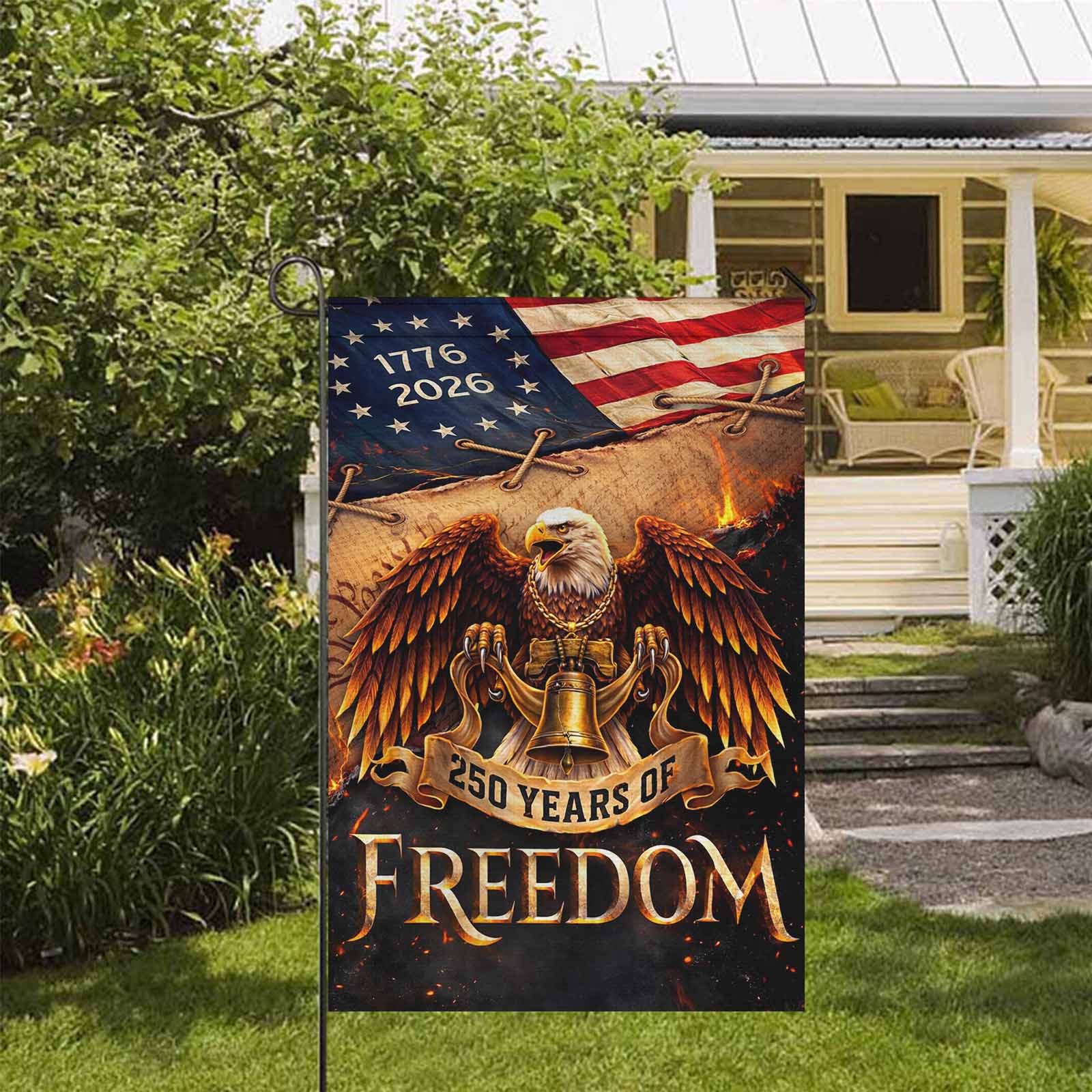 America 250 Garden Flag Patriotic Eagle Liberty Bell 250 Years of Freedom 1776-2026 Decor