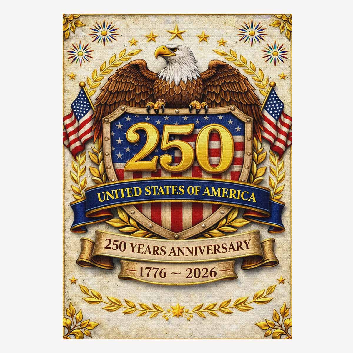America 250 House Flag Patriotic Eagle USA 250th Anniversary 1776-2026 Flag