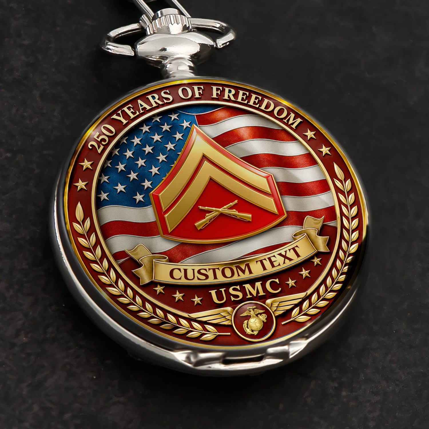 Marine Corps 250th Anniversary Personalized Pocket Watch Gift