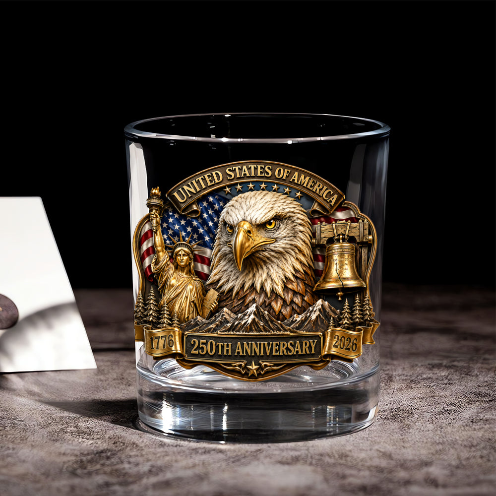 USA Anniversary Whiskey Glass 250 Years of Liberty