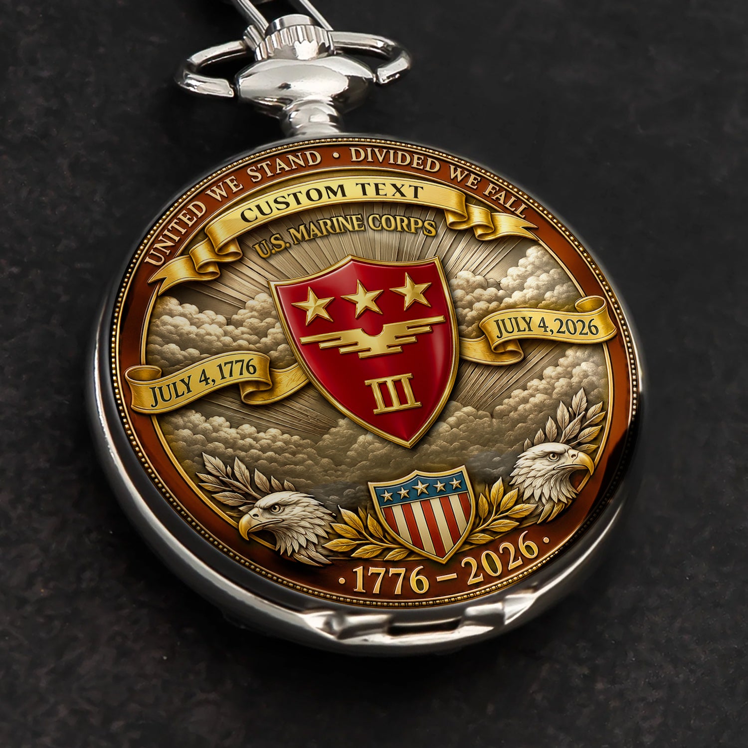 Personalized USMC Veteran Pocket Watch Custom Gift
