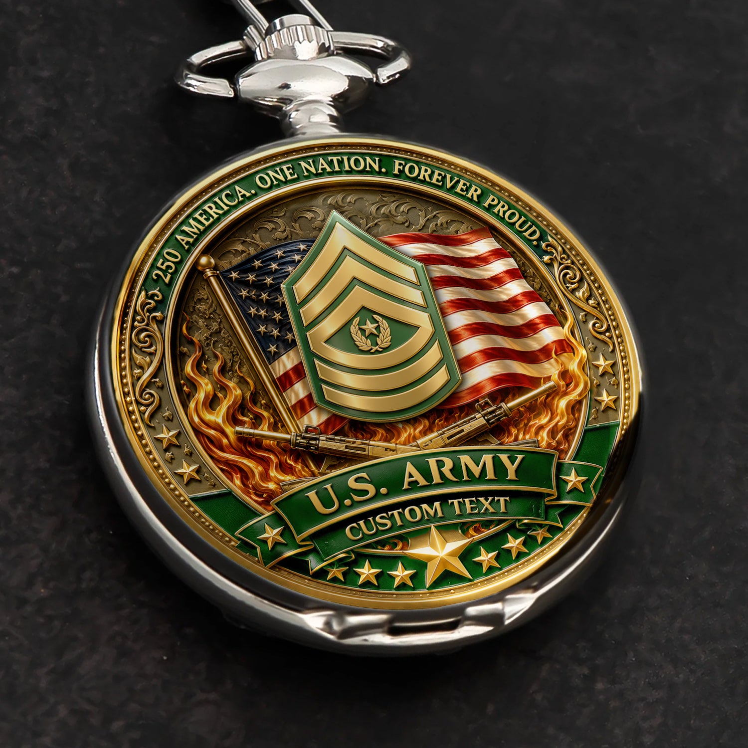 Army 250 Years Independence Pocket Watch Custom Gift
