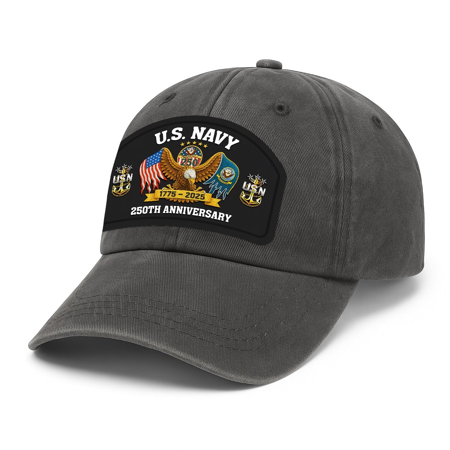 Custom Ranks US Navy Premium Washed Denim Cap DC009