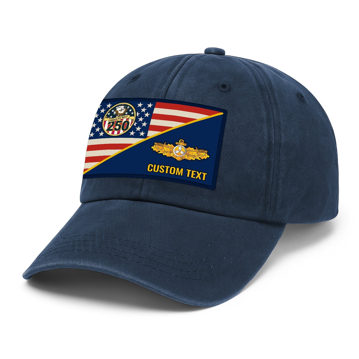 Custom Ranks & Text US Navy Premium Washed Denim Cap DC017