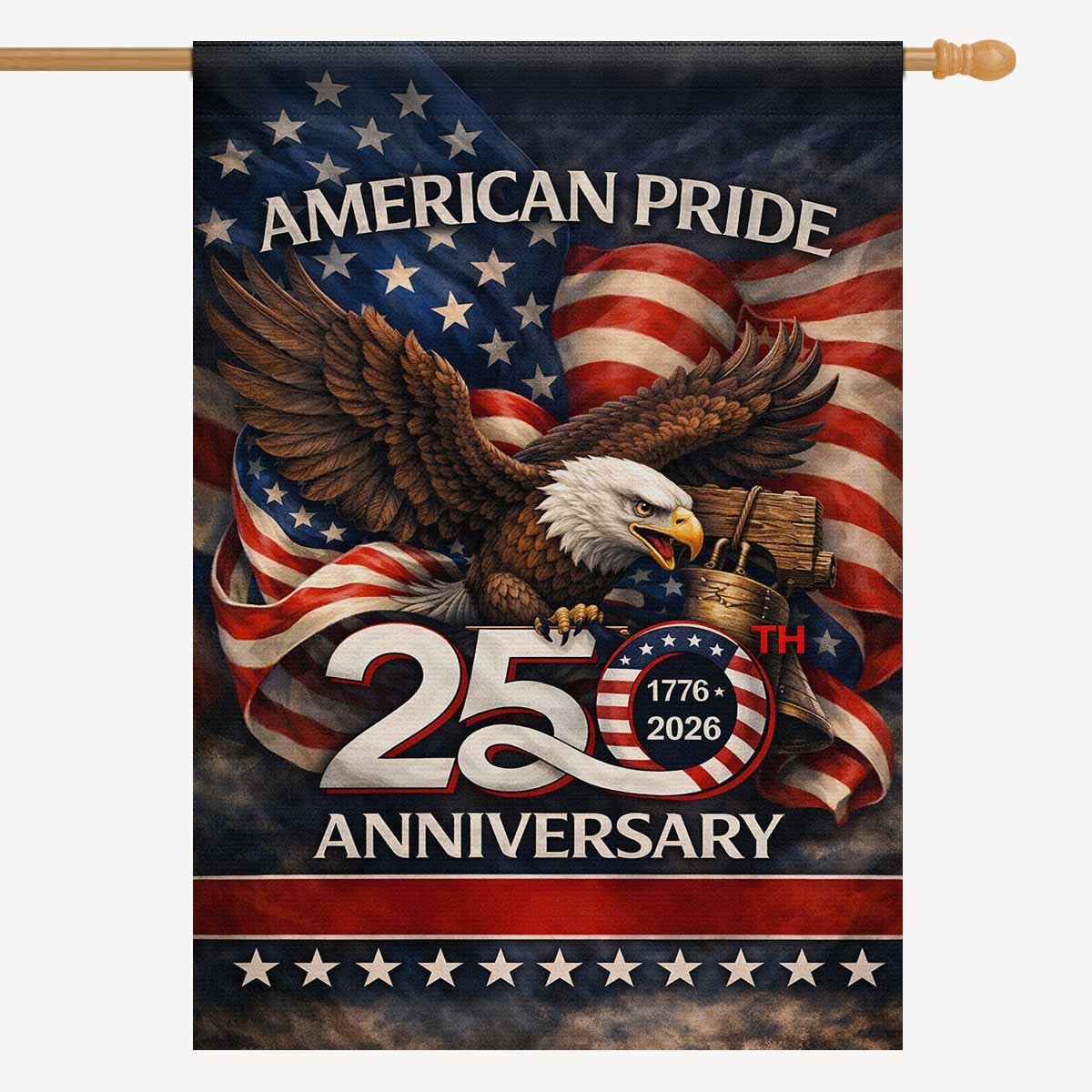 American Pride 250th Anniversary House Flag Patriotic Eagle USA 1776-2026 Independence Banner