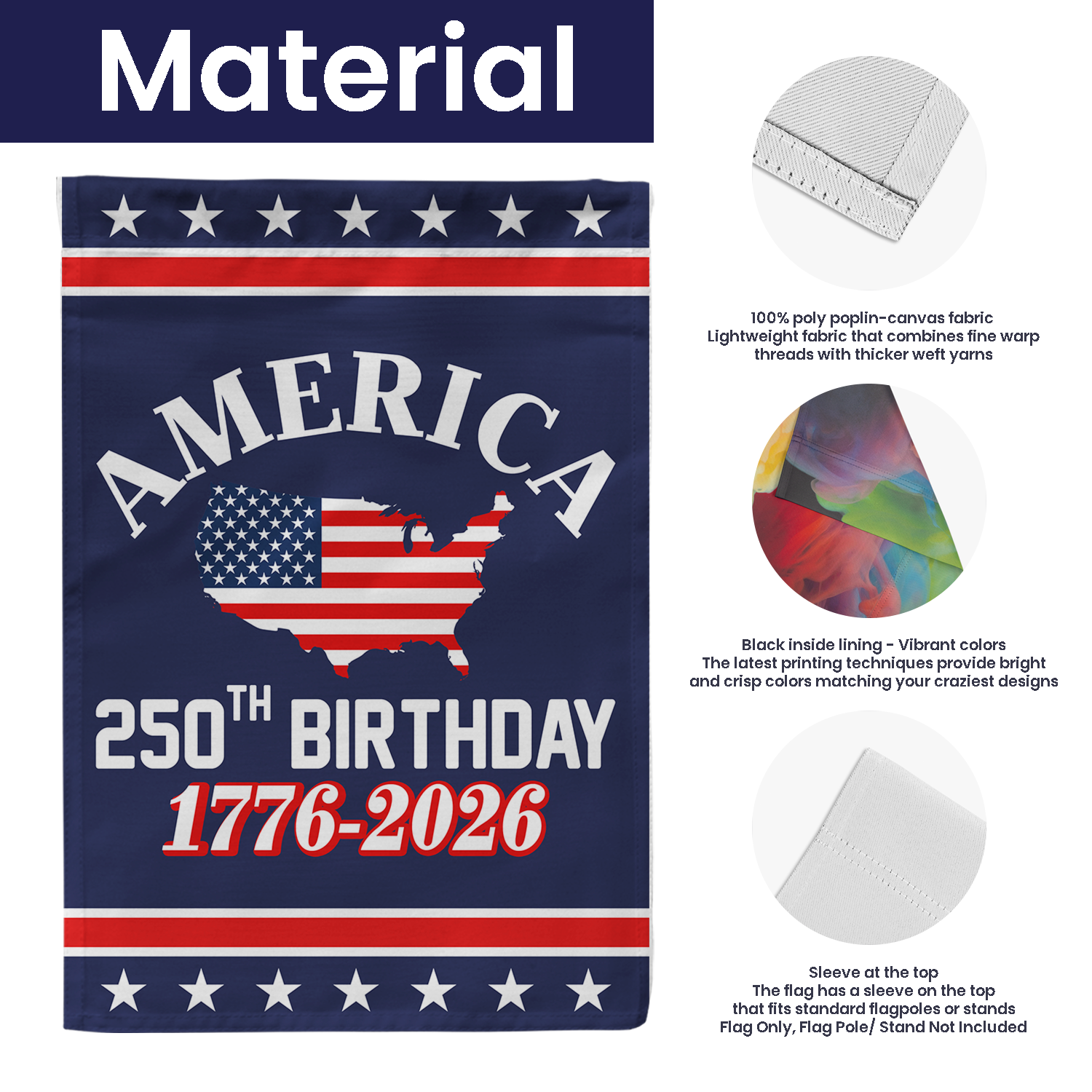 America 250th Birthday 1776 - 2026 House Flag 28''x40'' Twin-Side Printing