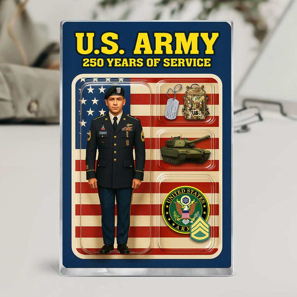 Personalized US Army 250th Years Of Service Custom Figure Acrylic Block