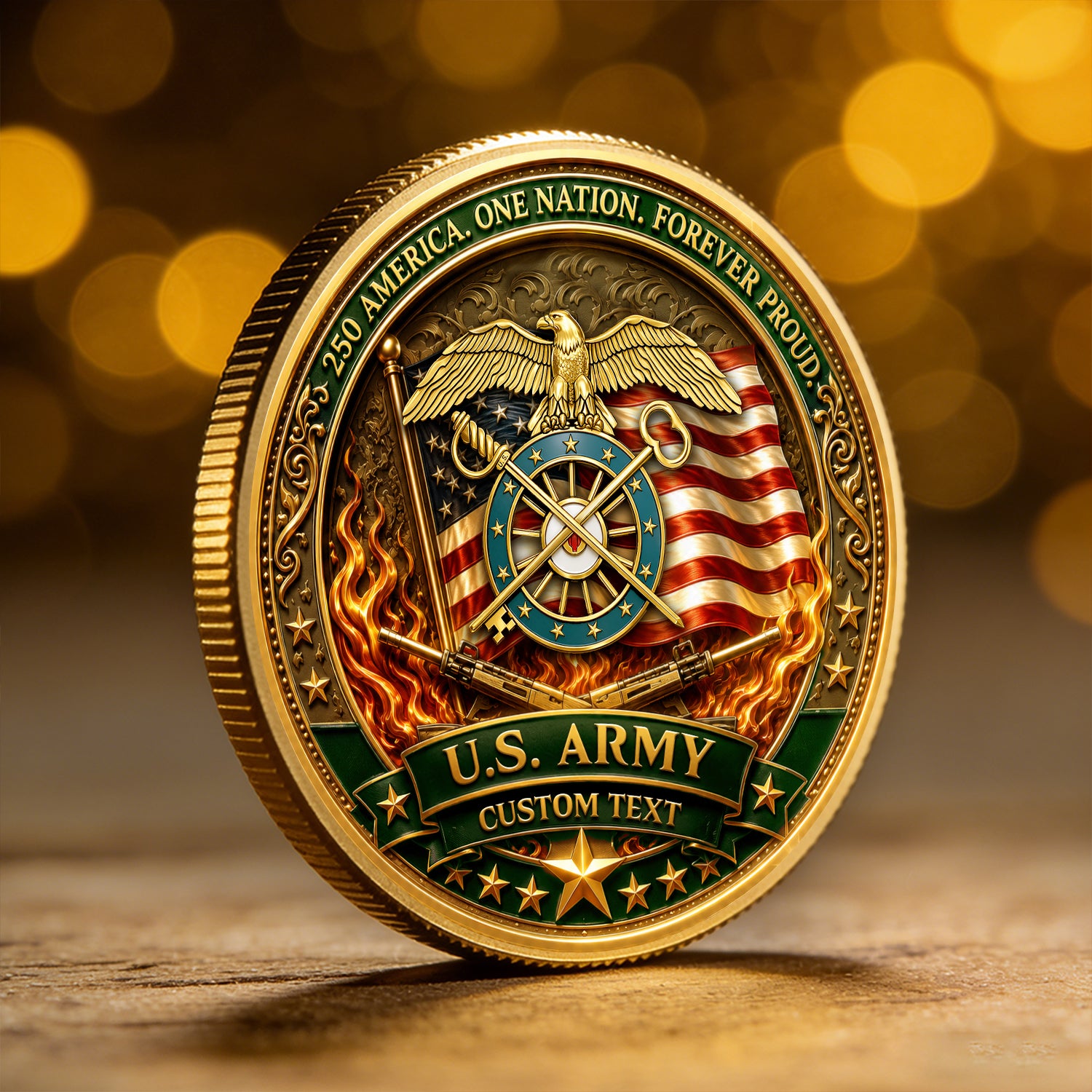 U.S. Army 250 USA Personalized Rank Challenge Coin