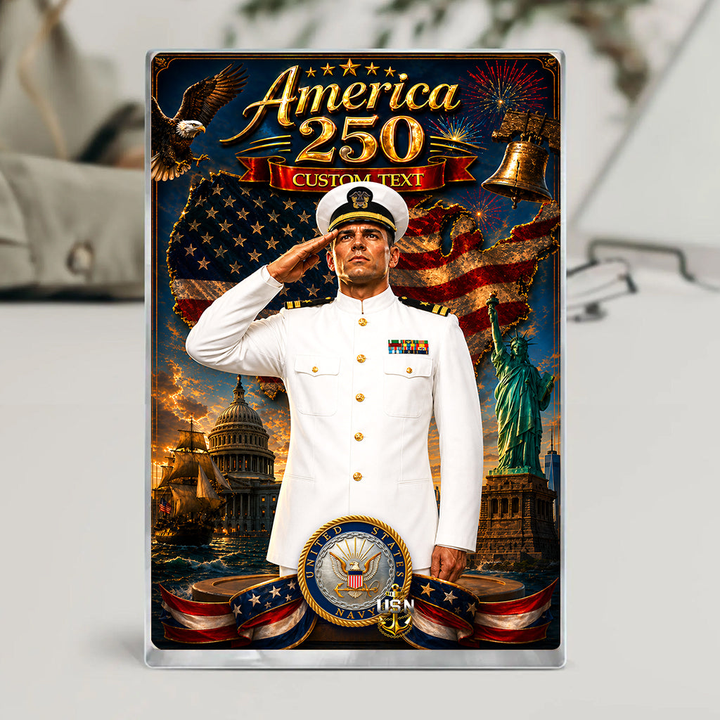 America 250th Custom Figure US Navy Service Dress White Uniform Acrylic Block