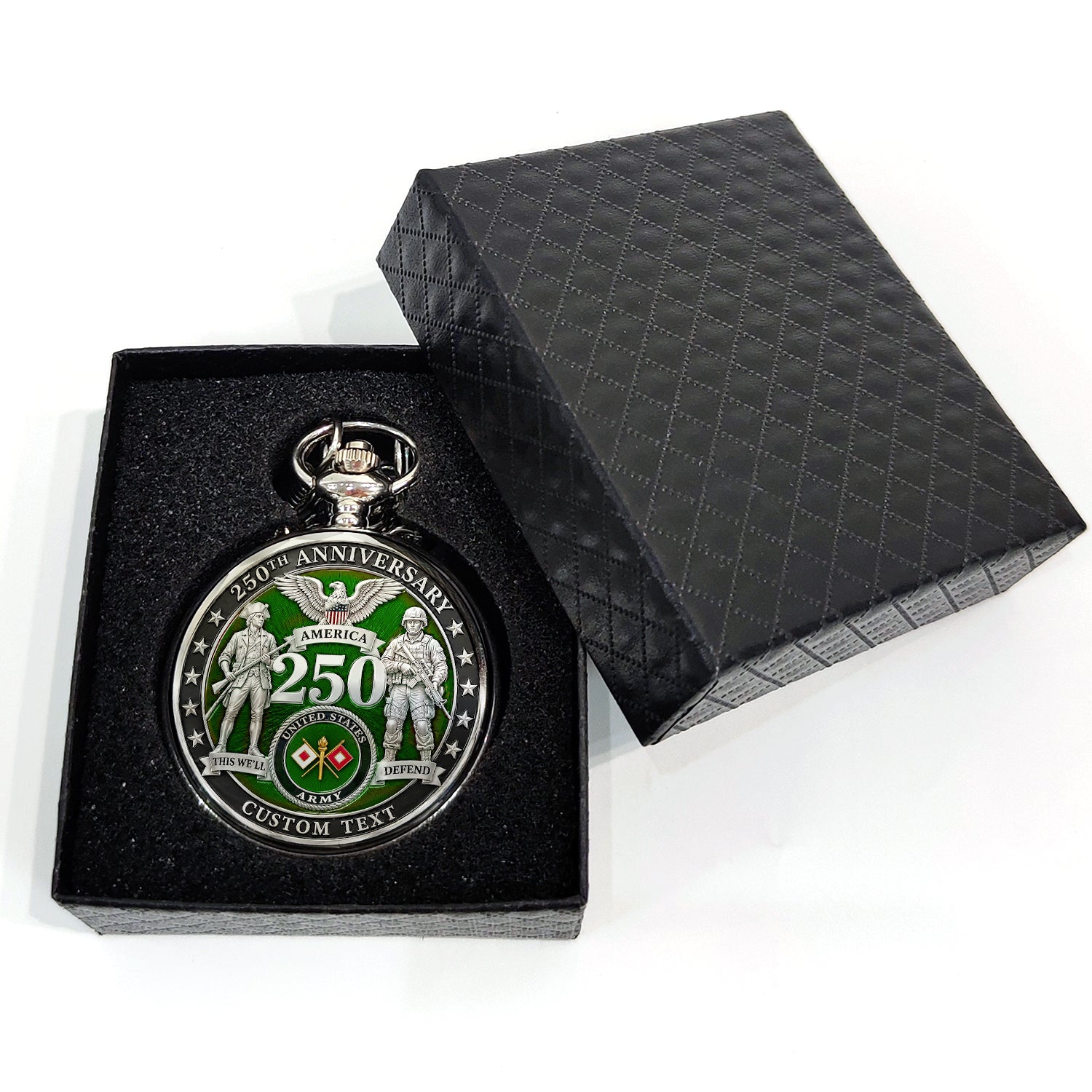 Personalized US Army Pocket Watch 250 Years Custom Text Military Gift