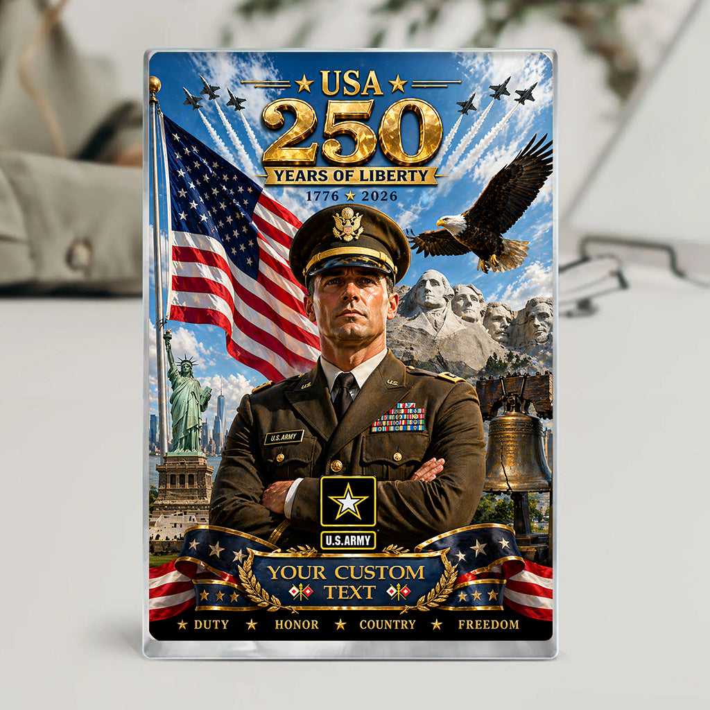 USA 250 Years Of Liberty Custom US Army Green Service Uniform Figure Acrylic Block