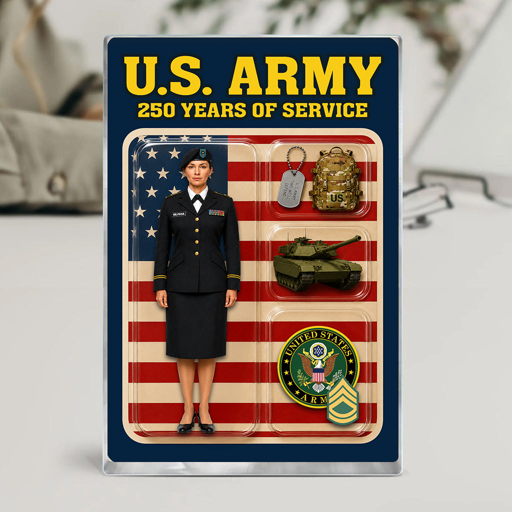 Personalized US Army 250th Years Of Service Custom Figure Acrylic Block