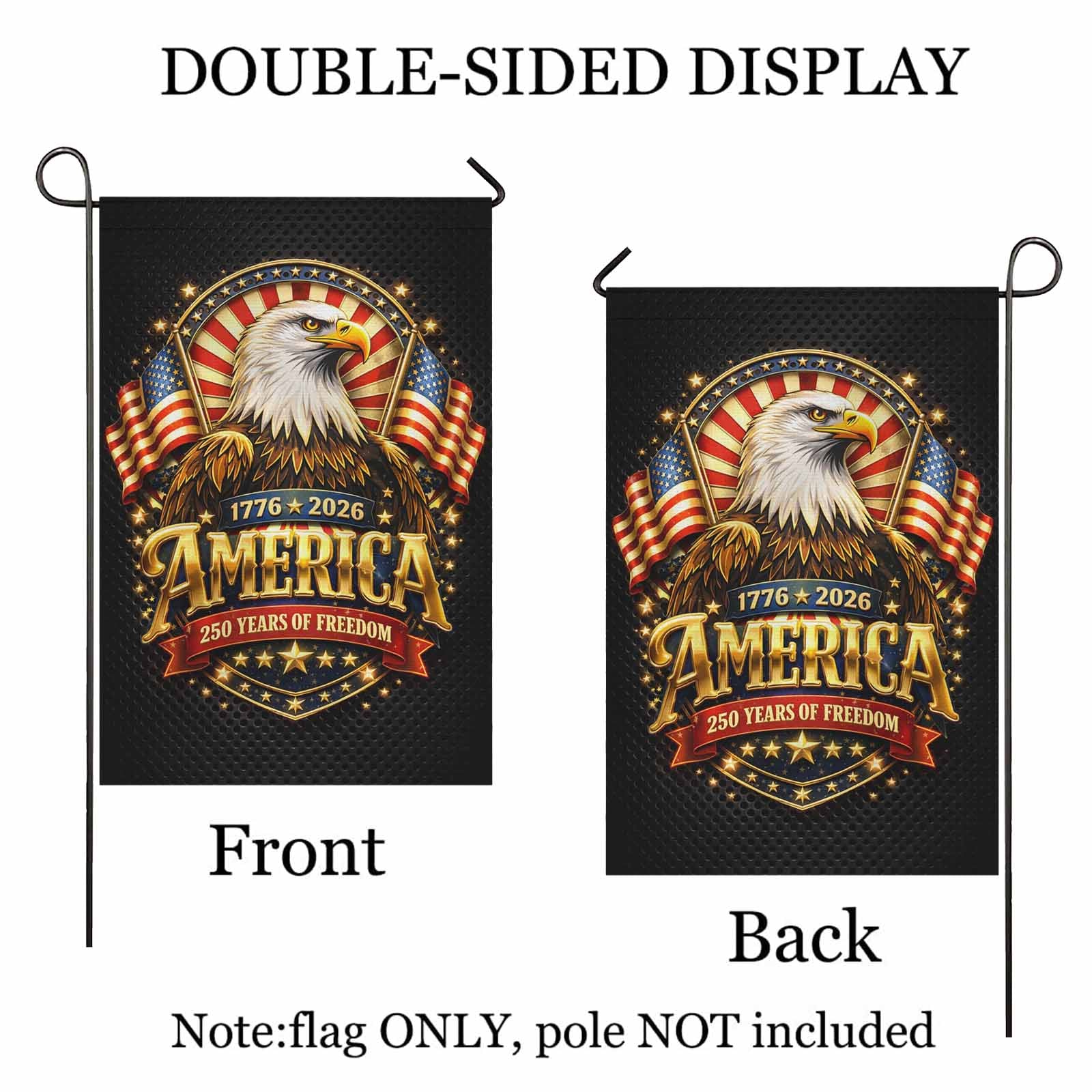 America 250 Patriotic Eagle Garden Flag 1776-2026 Independence Decor