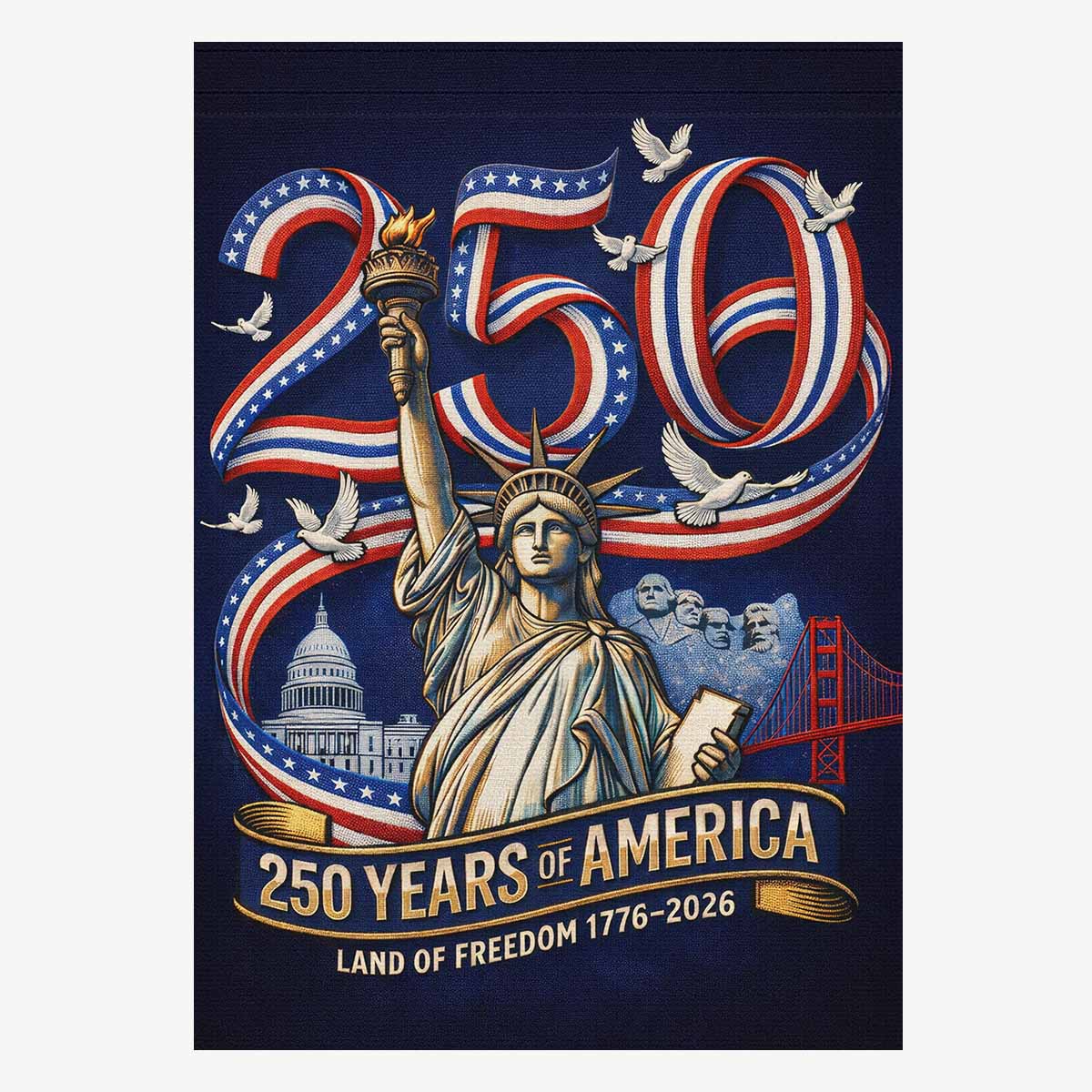 America 250 House Flag Patriotic USA Landmarks Statue of Liberty Outdoor Decor
