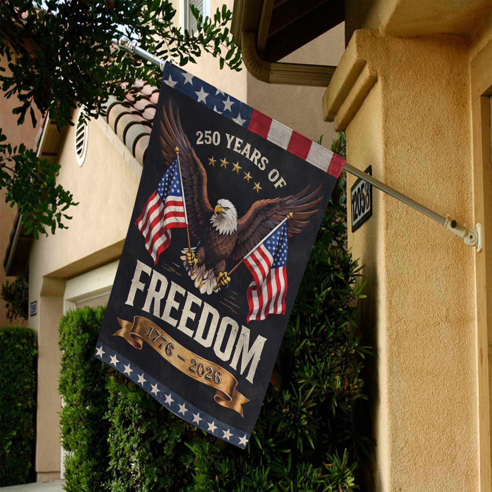 America 250 Freedom Garden Flag 1776–2026 Patriotic Eagle Decor