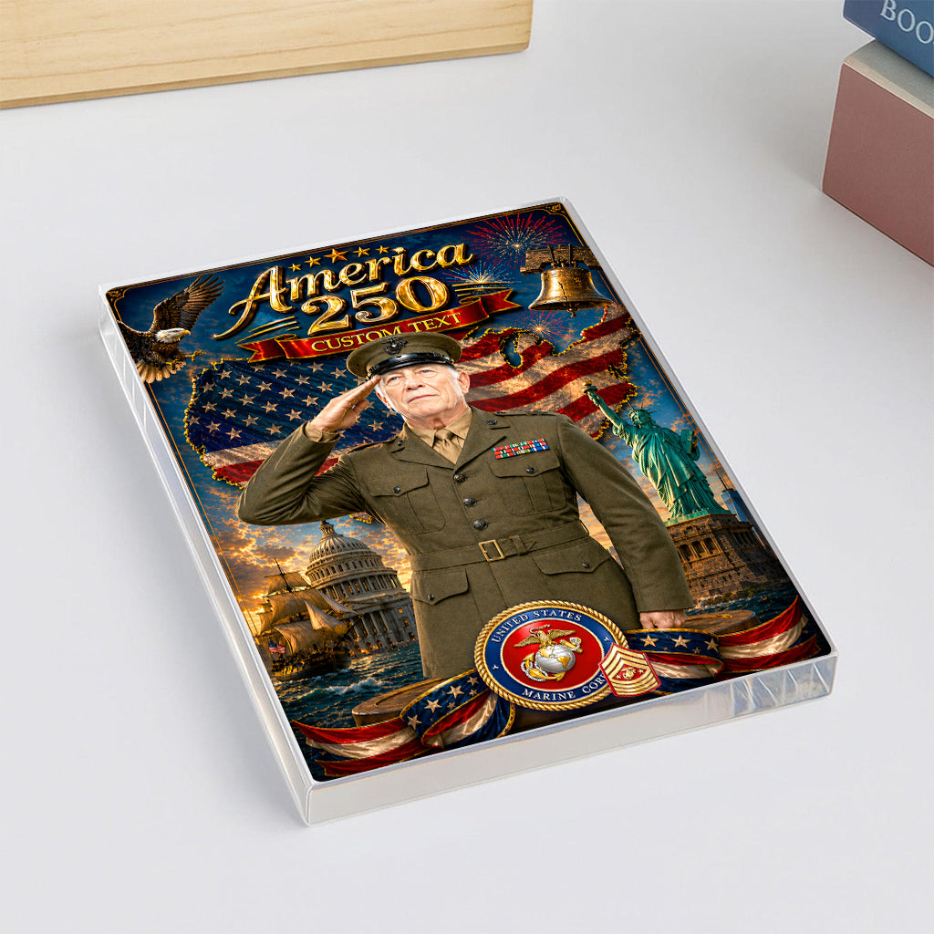 America 250 USMC Service Uniform Custom Figure Acrylic Block
