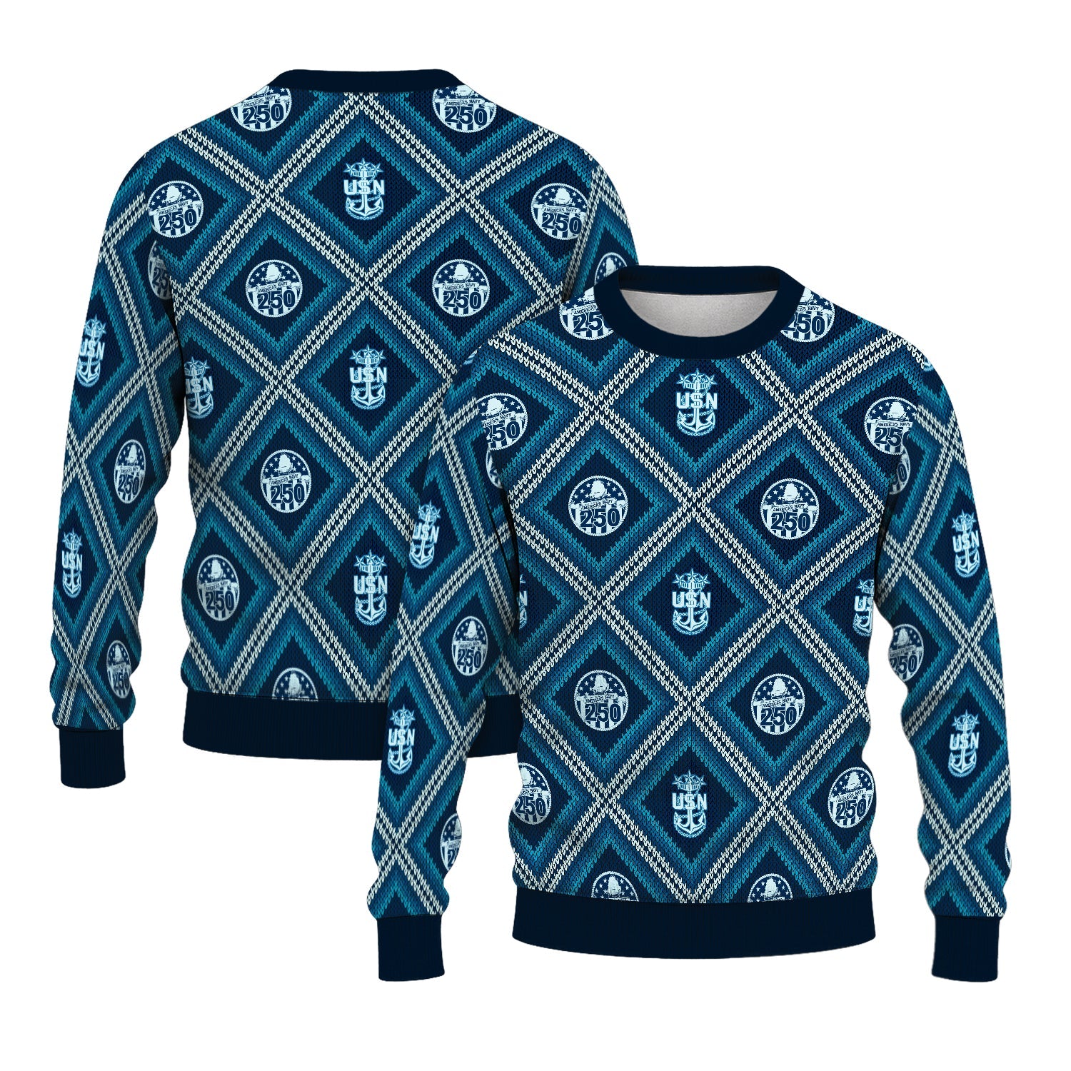 Personalized US Navy Christmas Ugly Sweater JUST10