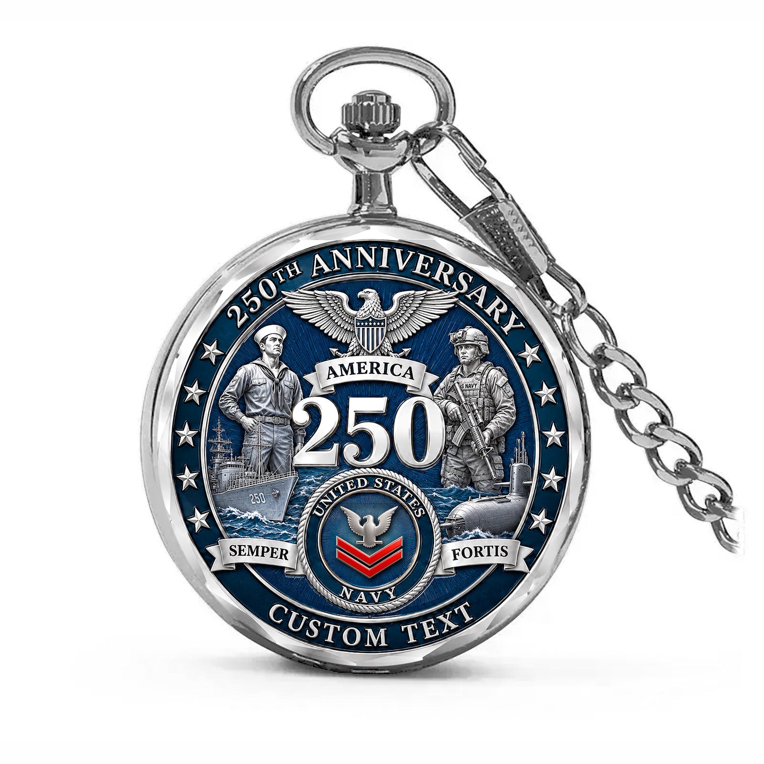 Custom Name US Navy Pocket Watch Personalized Military Gift