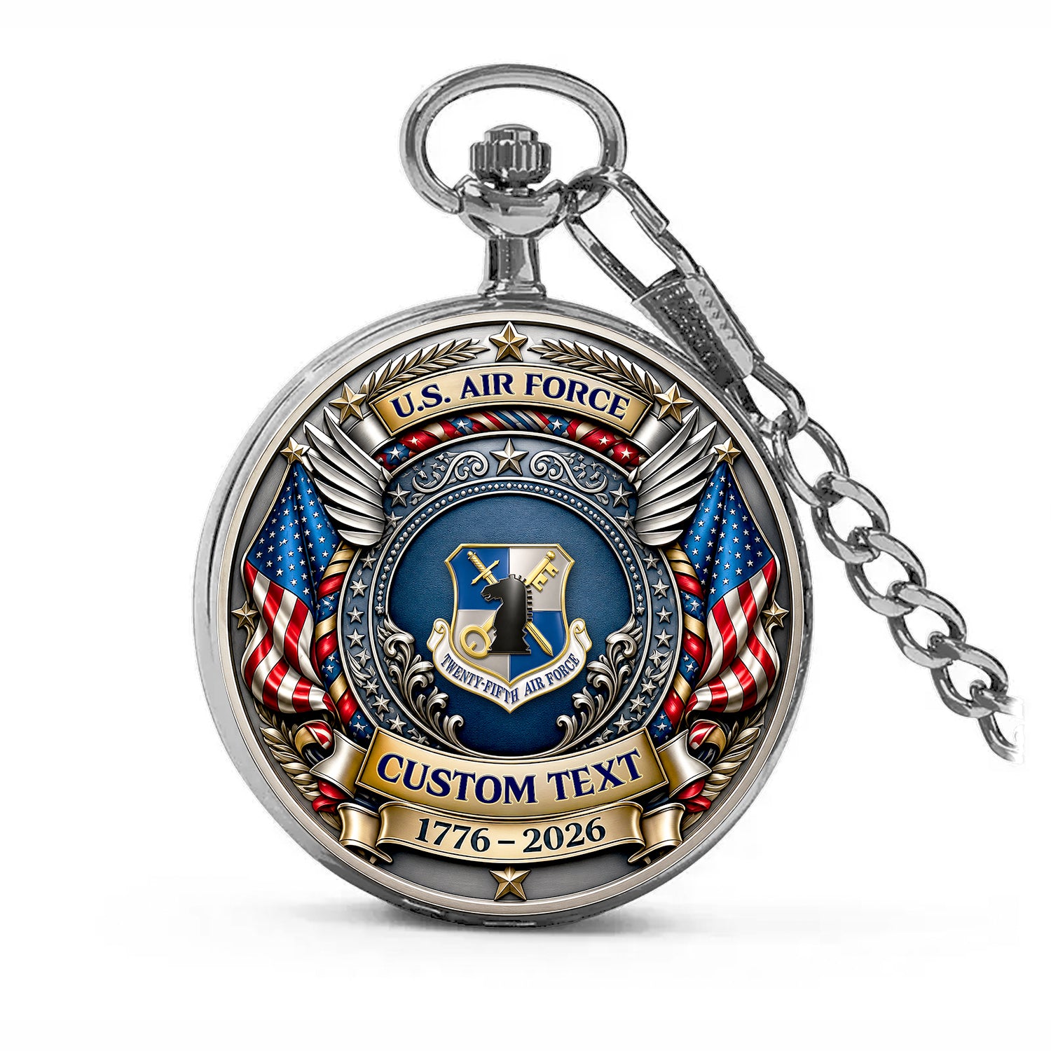 Personalized US Air Force Pocket Watch Military Collector Gift