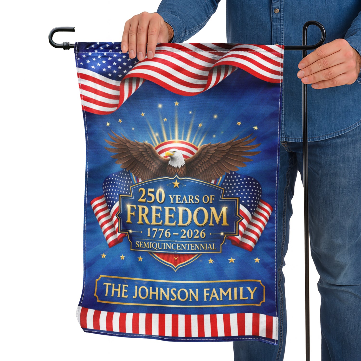 Personalized USA 250 Garden Flag Eagle Freedom 1776-2026