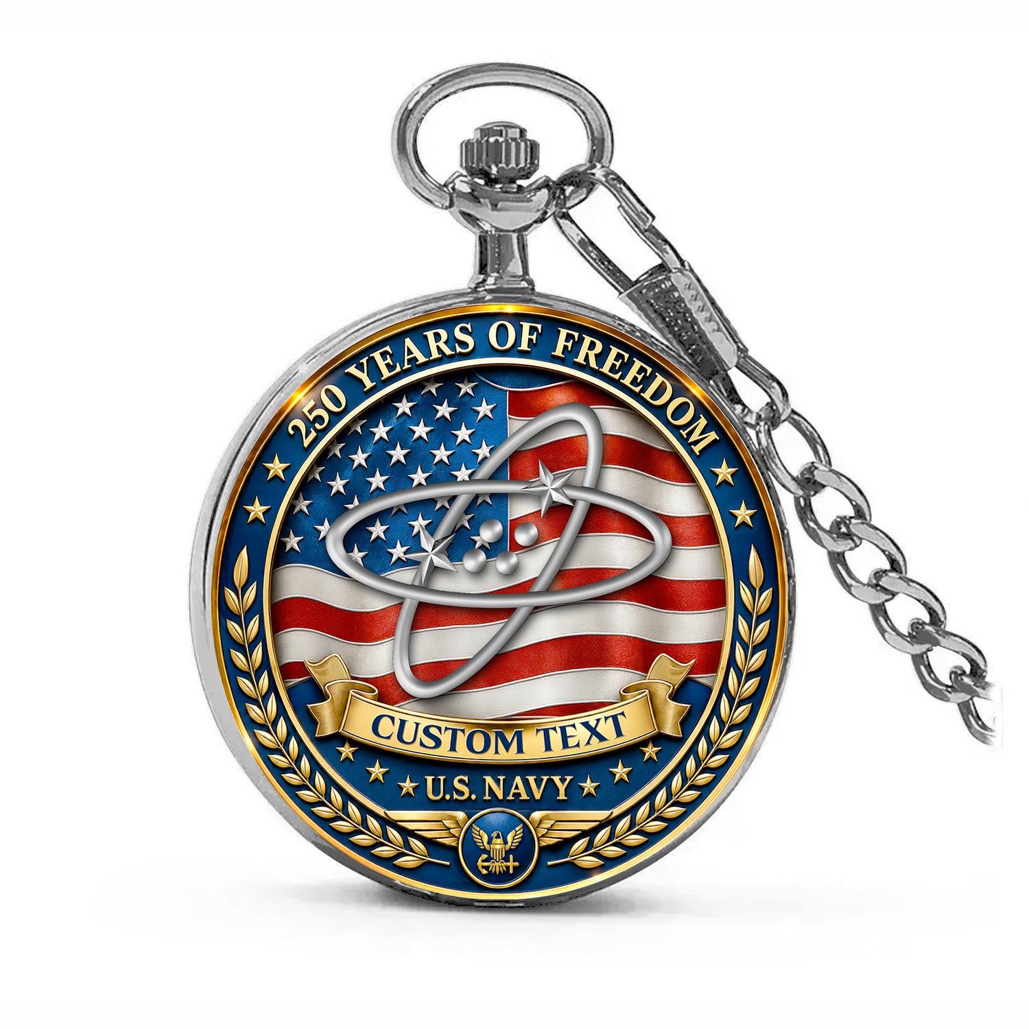 Personalized US Navy Pocket Watch for Veteran and Sailor