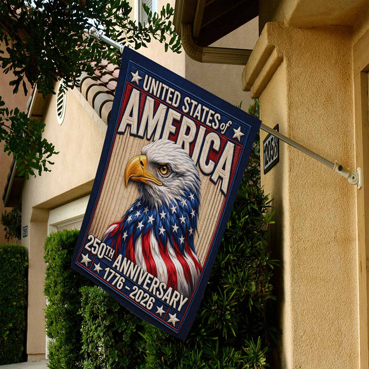 USA 250th Anniversary Patriotic House Flag American Eagle Flag